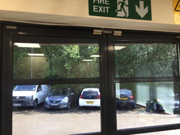 automatic doors at a fire exit